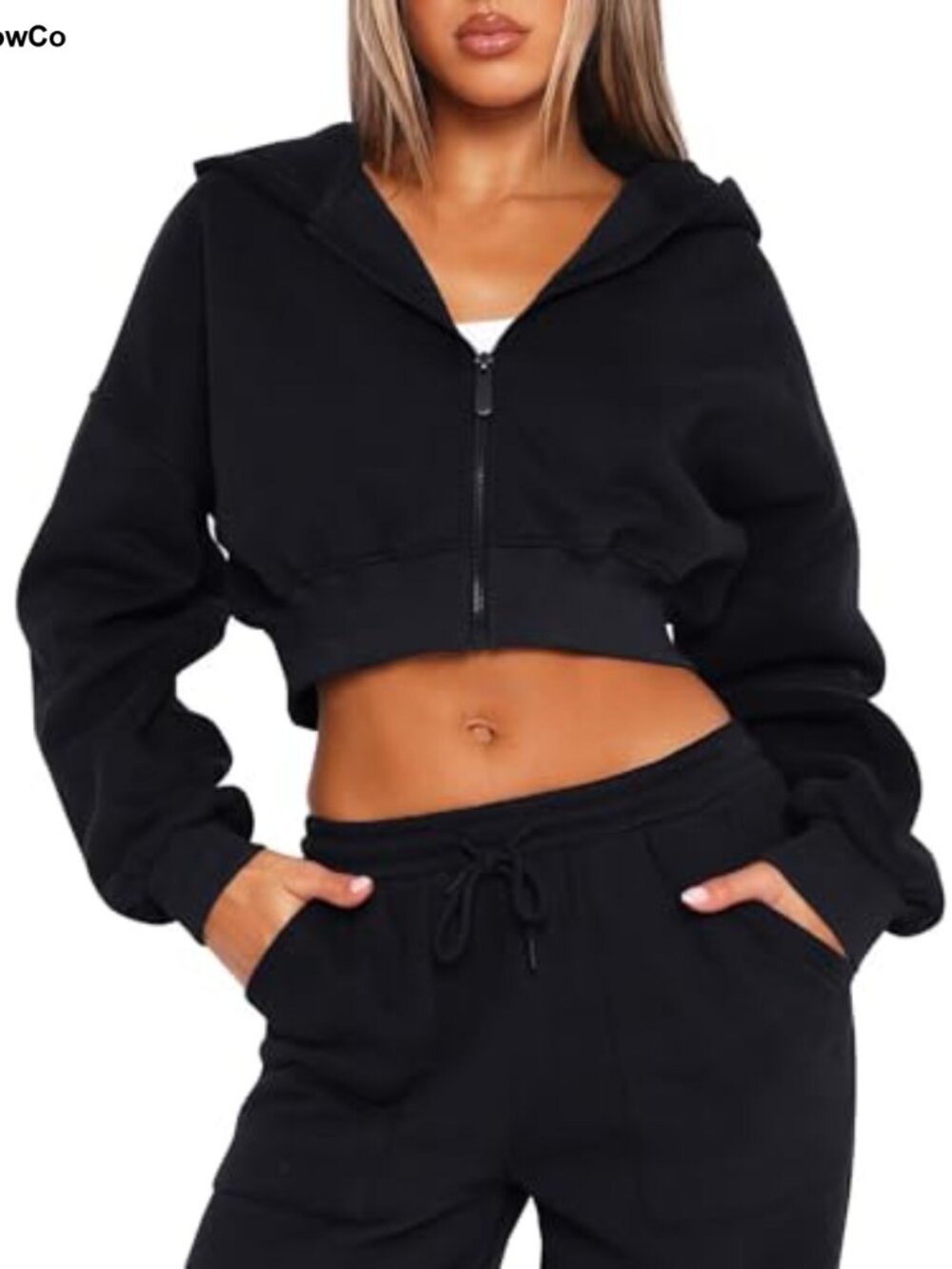 Women's Cropped Zip Hoodie Lightweight Y2K Jacket Fleece Sweatshirt